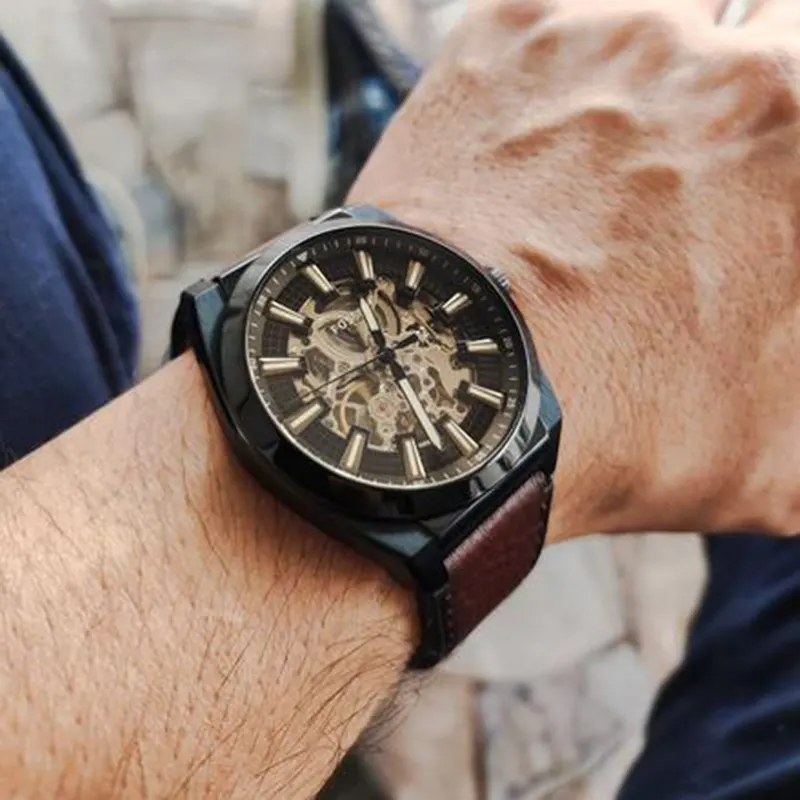 Fossil Everett Automatic LiteHide™ Leather Men's Watch- ME3207